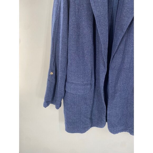 NWT J JILL BLUE SLAT ROLL TAB SLEEVES JACKET SIZE LARGE - Picture 3 of 6